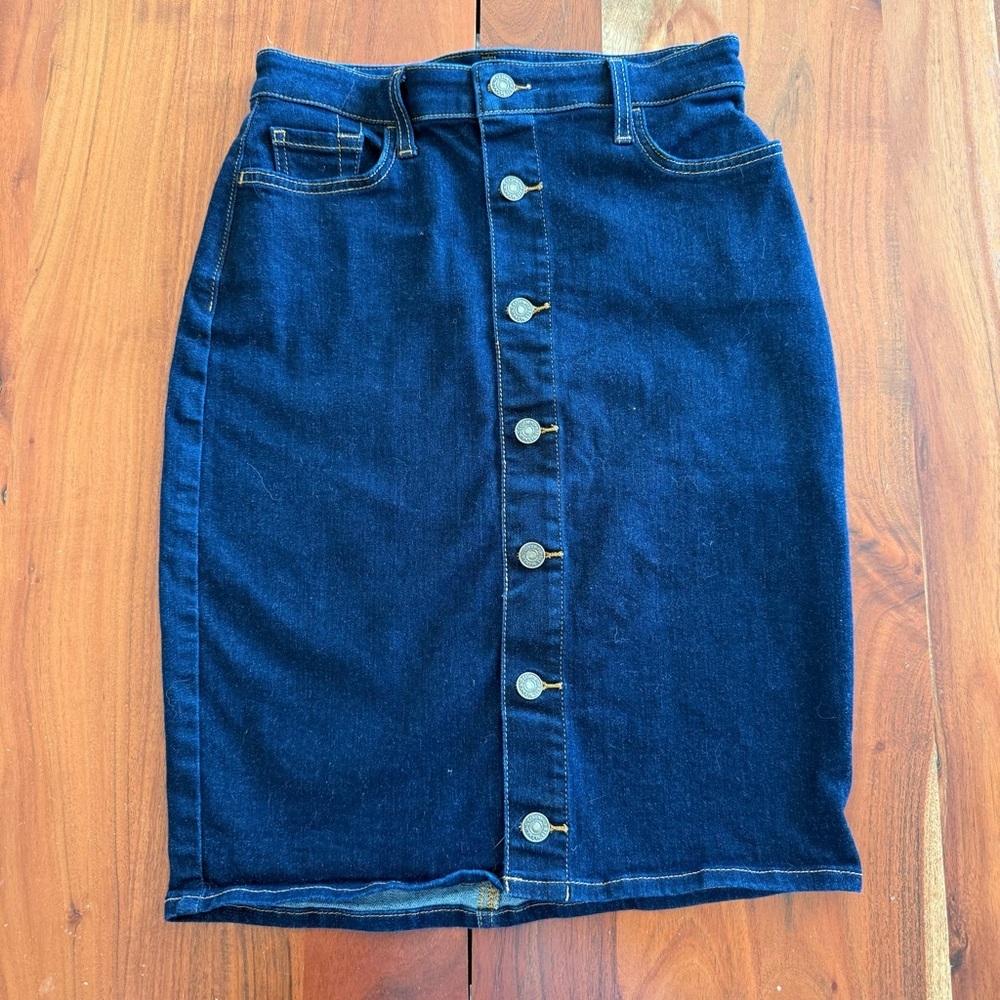7 For All Mankind Dark Blue Denim Pencil Skirt